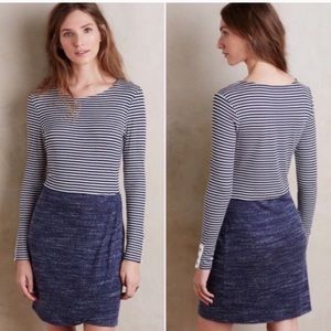 Anthropologie Dolan blue striped wrap front dress